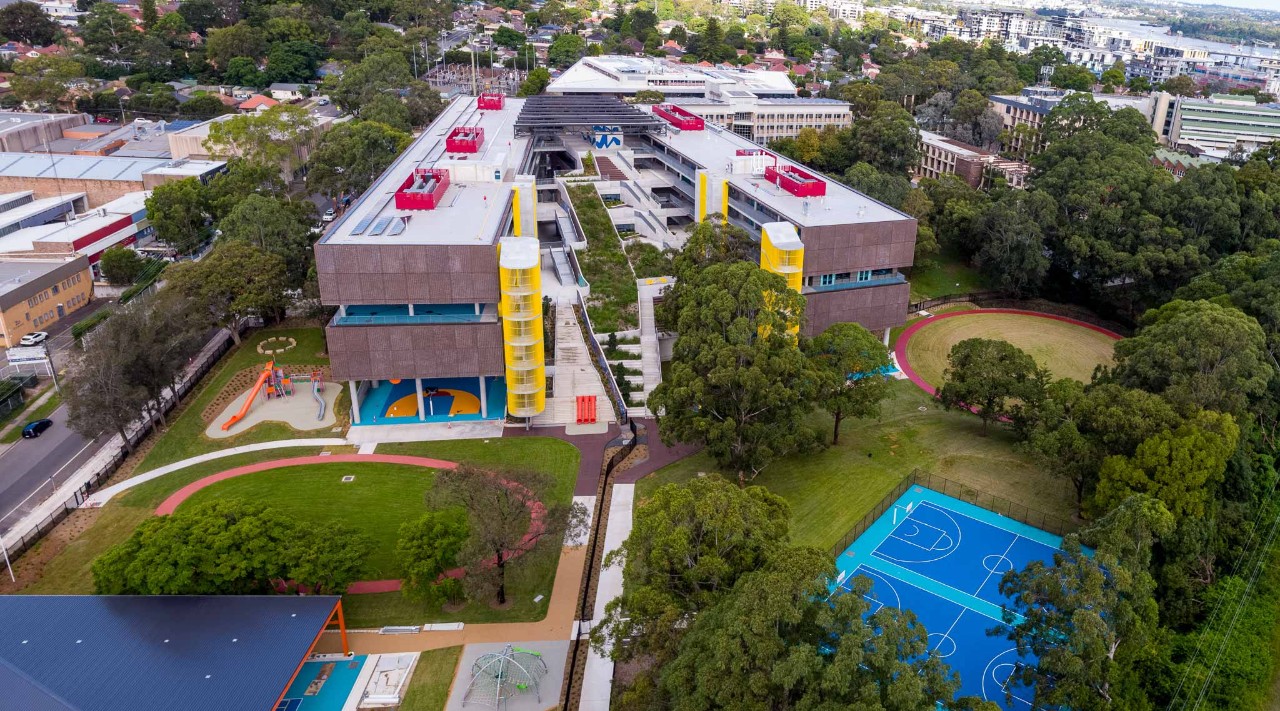 Aerial view of Meadowbank PSHS looking toward TAFE in background