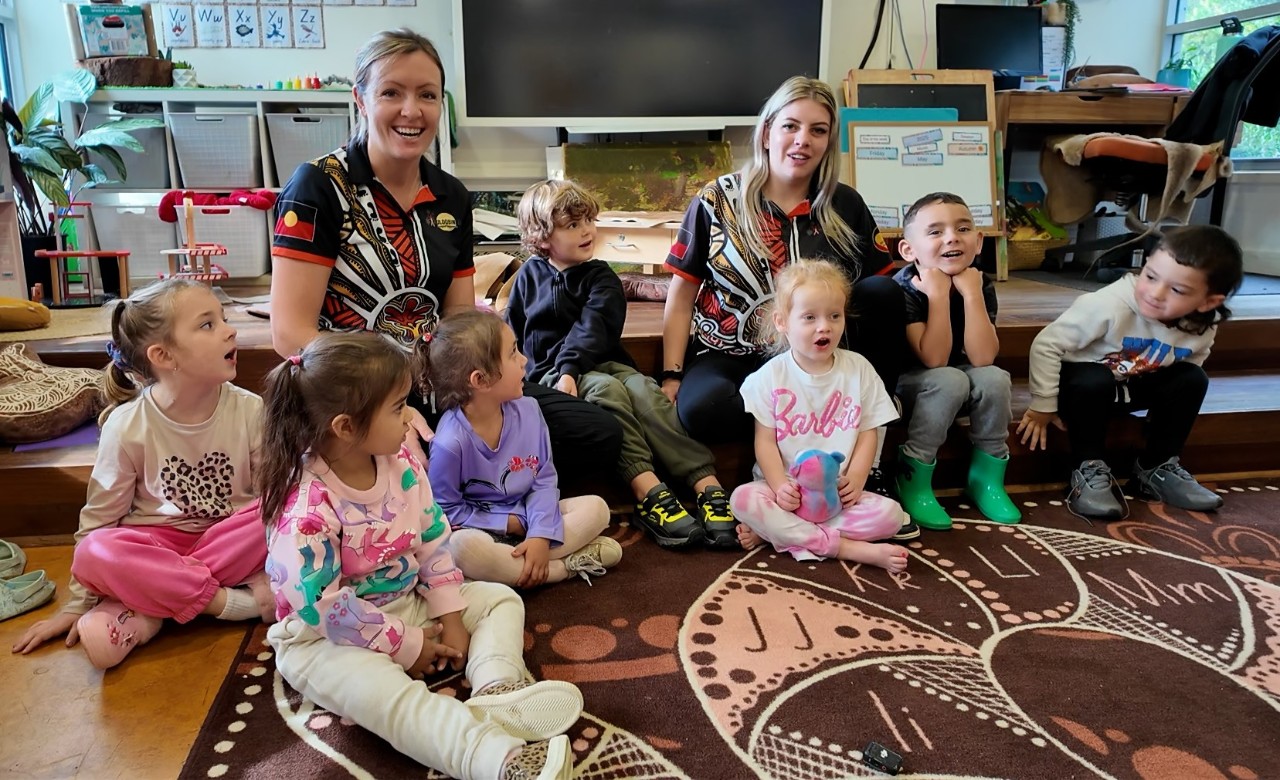 Children and educators at Nikinpa Aboriginal Family and Child Care Centre.