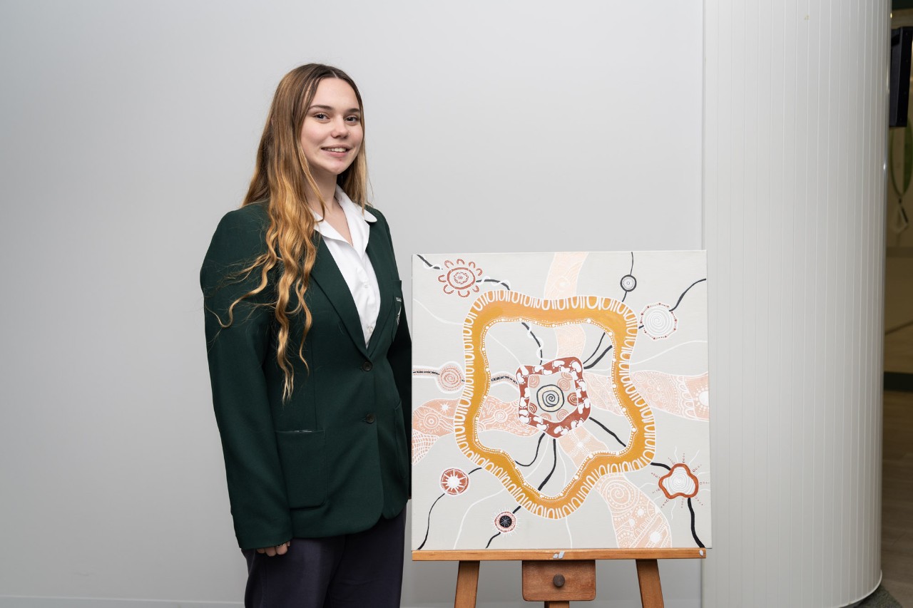 Hope Gardner and her artwork.