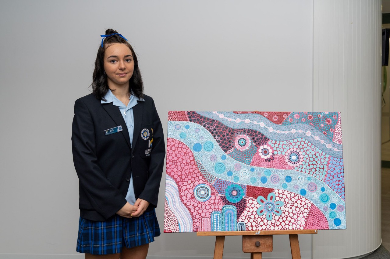 Alliyah Bromell and her artwork.