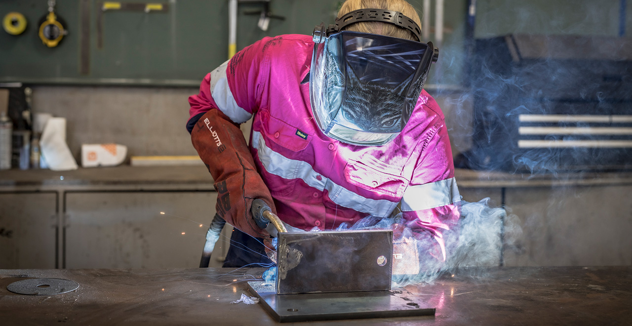 Female welder