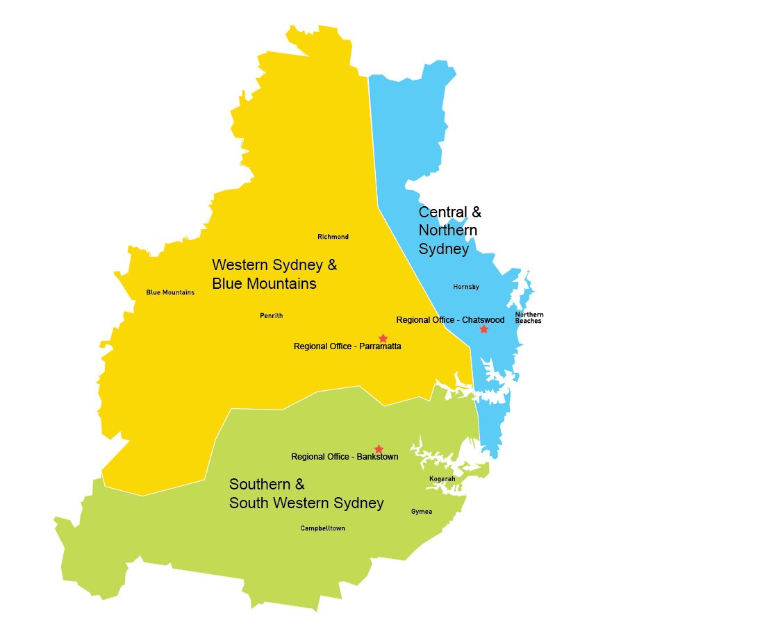 Map of Training Servcies  metropolitan offices.