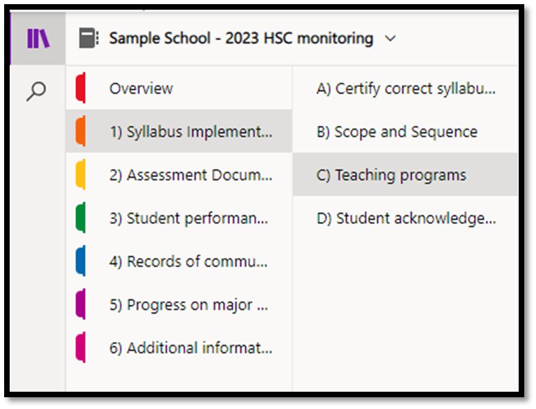 A screenshot of the example OneNote.