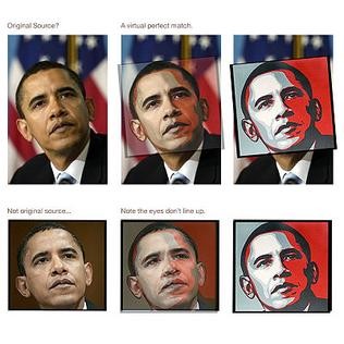 6 repeated images of Barack Obama, each processed using different filters and layers.