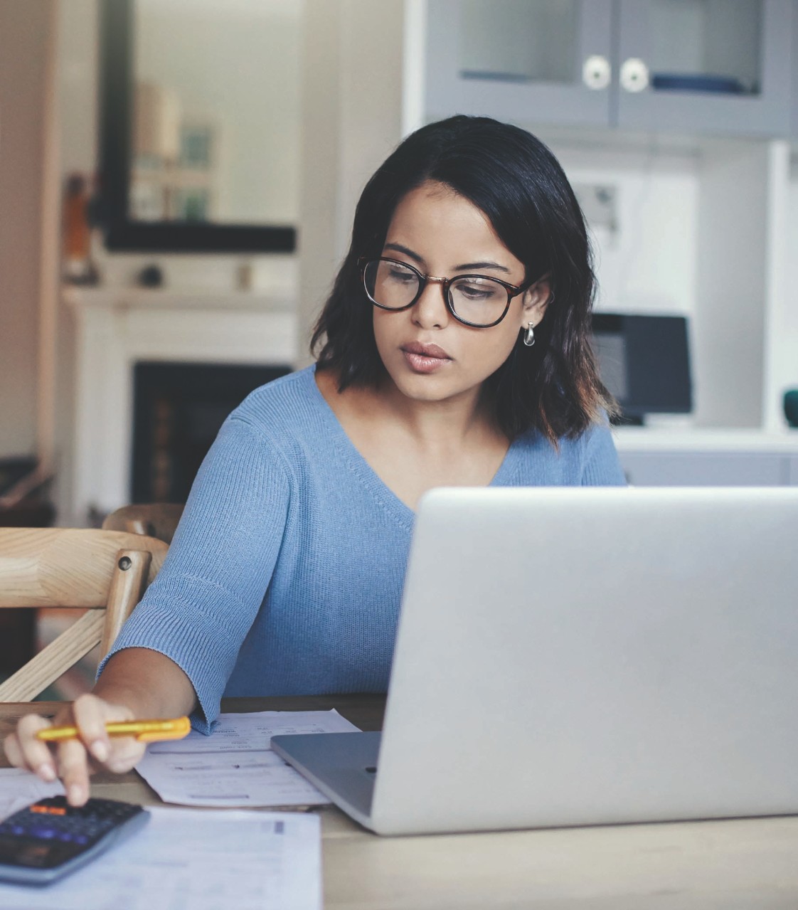 Teacher completing elearning at home