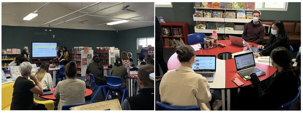 Staff engaged with Safety Town resource as part of a professional learning presentation of new resources.