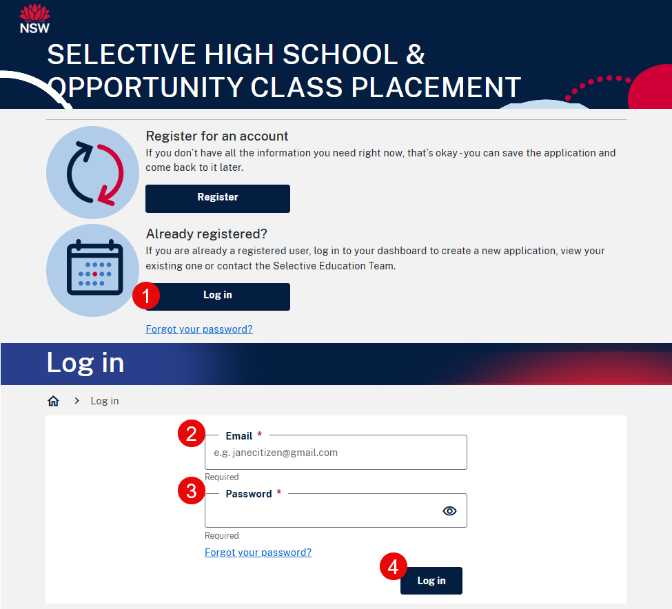 Screenshot of the application dashboard landing page