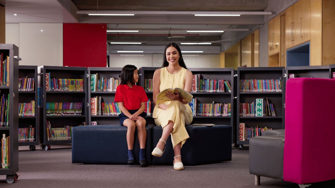 Female teacher and a student