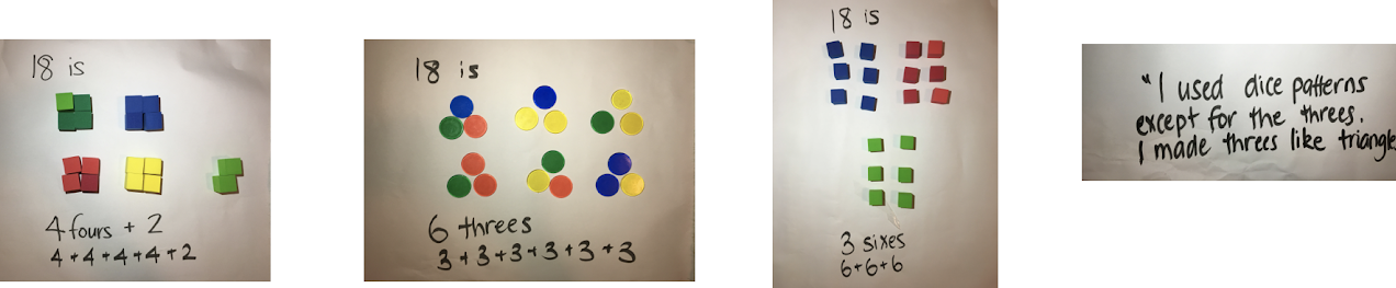 an example of 18 made of different groups of blocks