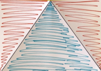 a piece of paper shaded in 3 triangles