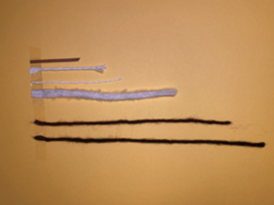 objects with varying lengths taped