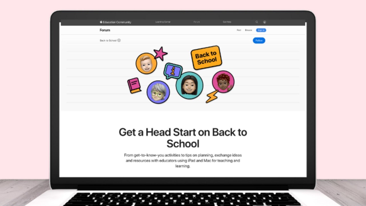 Laptop with the words get a head start on back to school.