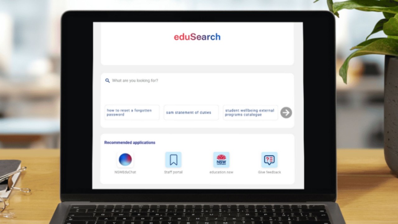 Laptop with eduSearch website showing.