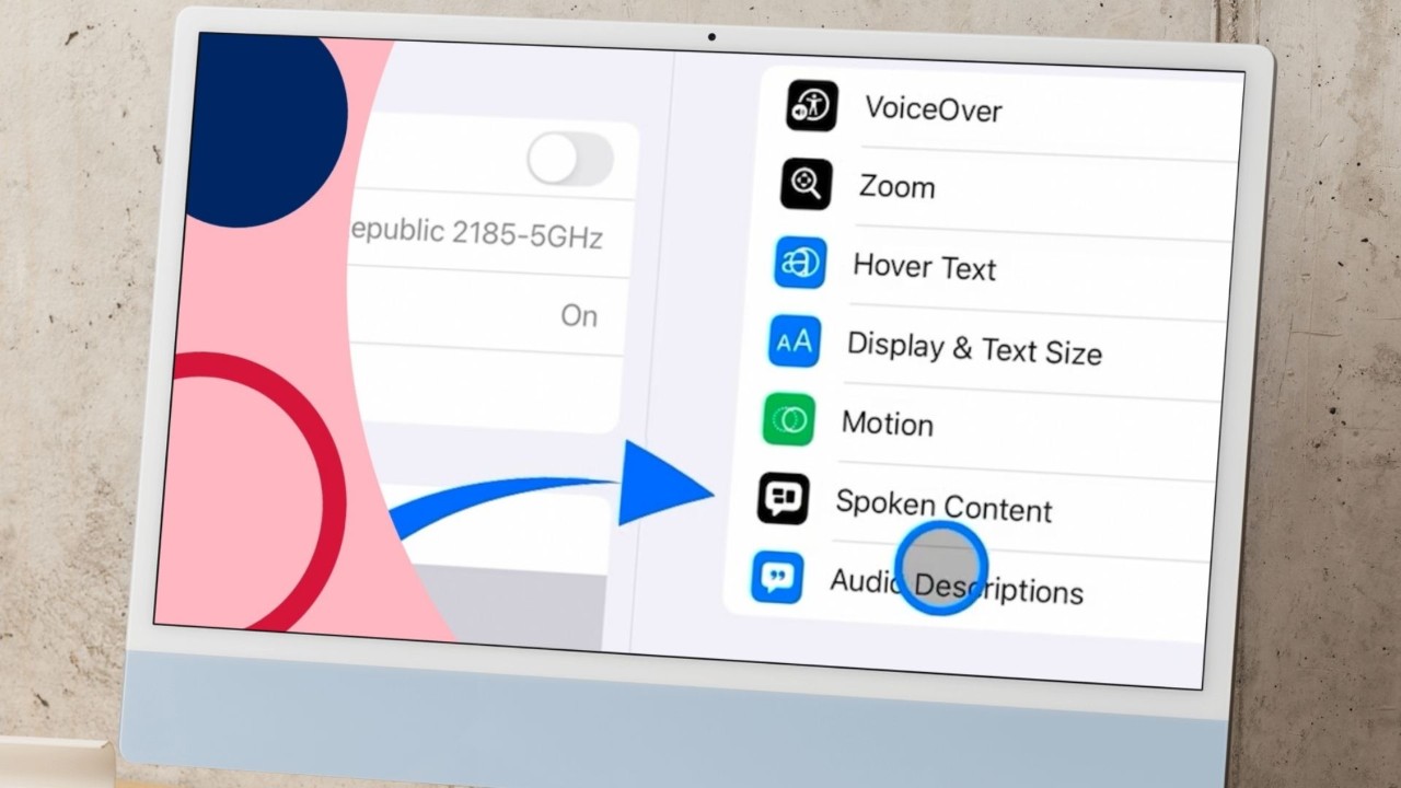 Device screen with Apple accessibility tools.