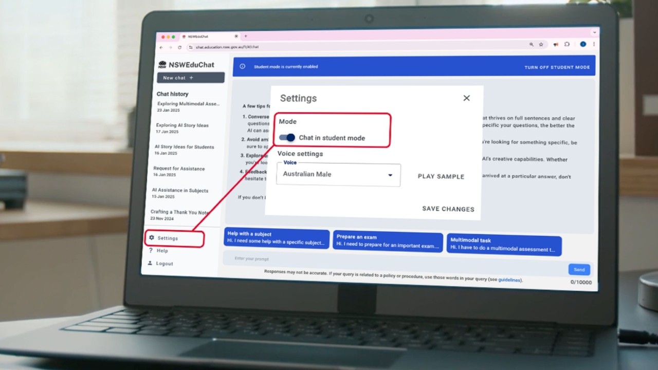 NSWEduChat interface.