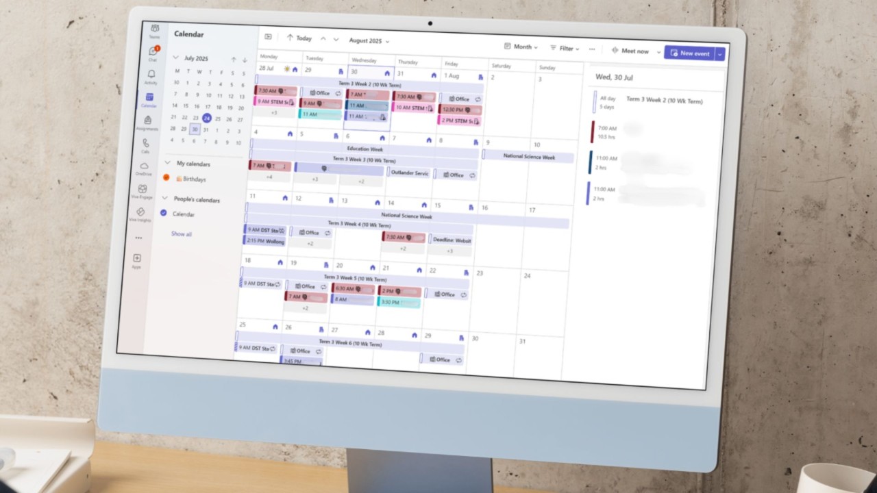 Microsoft Teams calendar interface.
