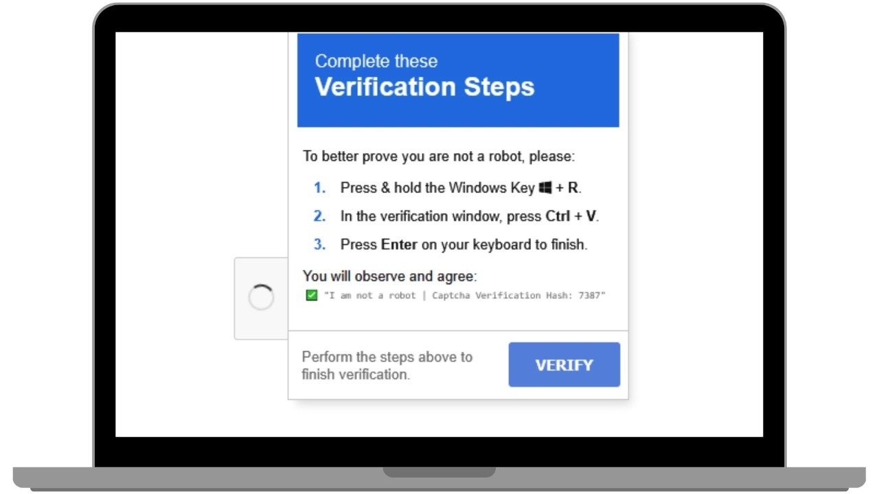 Fake verification process on screen