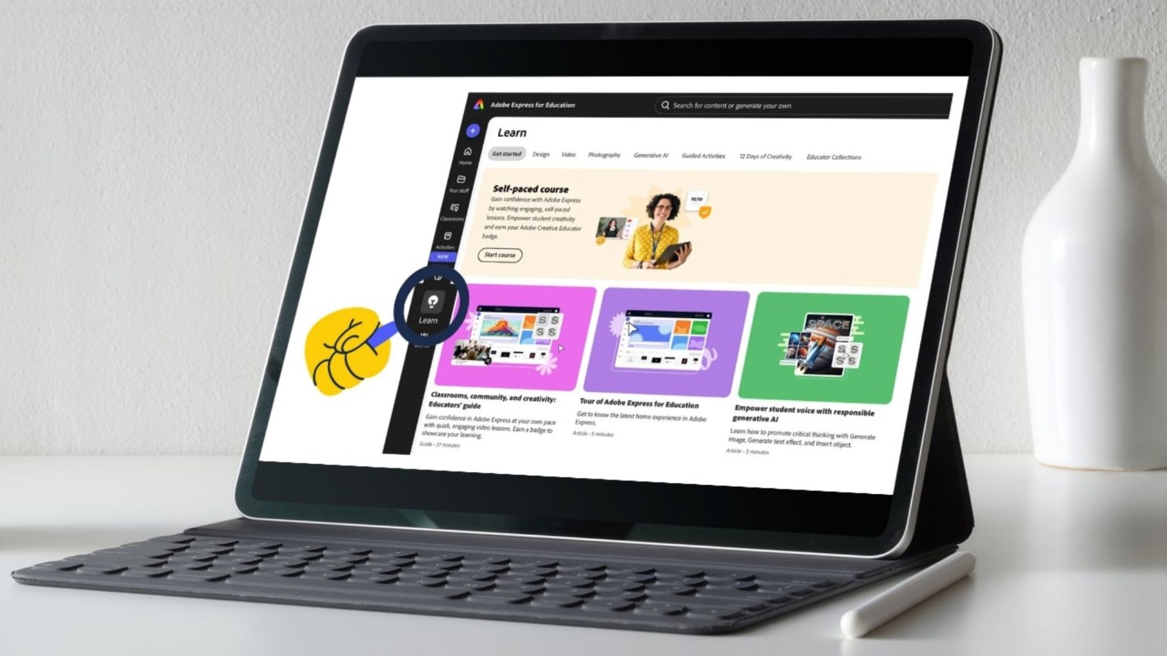Adobe Learn tool on device