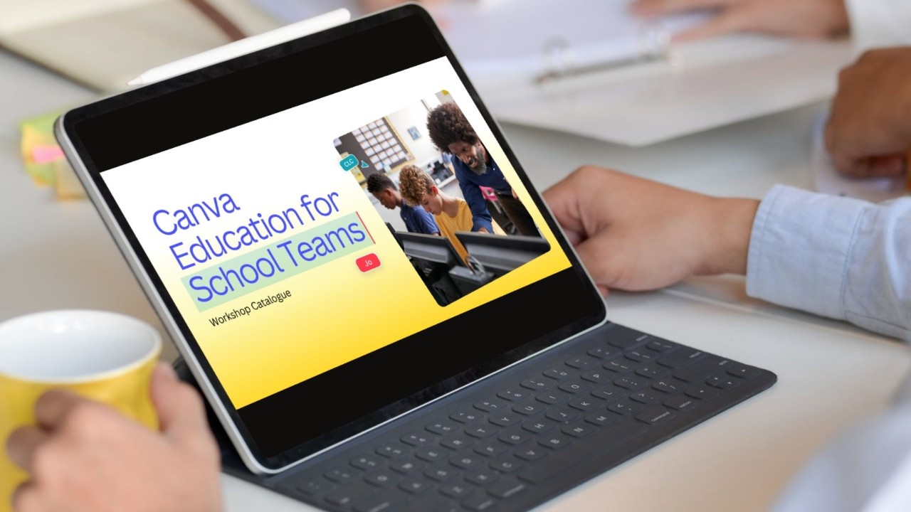 Canva workshop catalogue on device