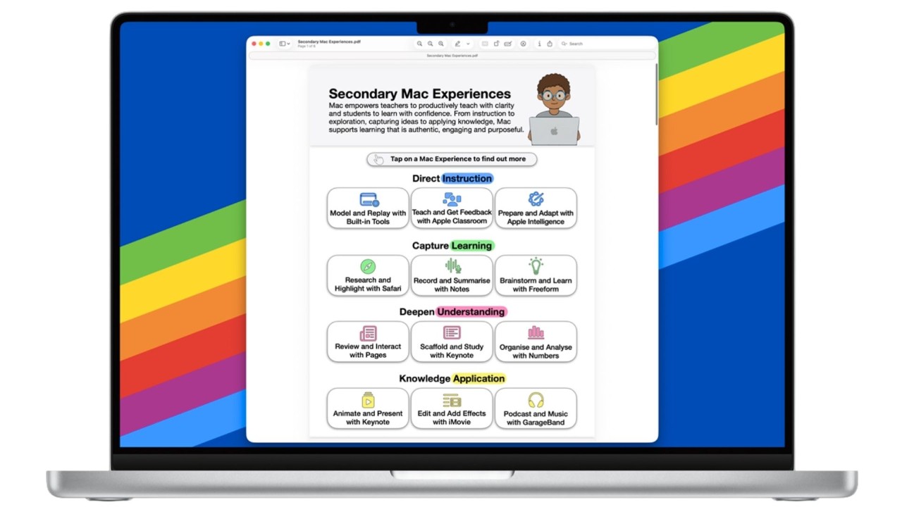 Mac experiences page open on device
