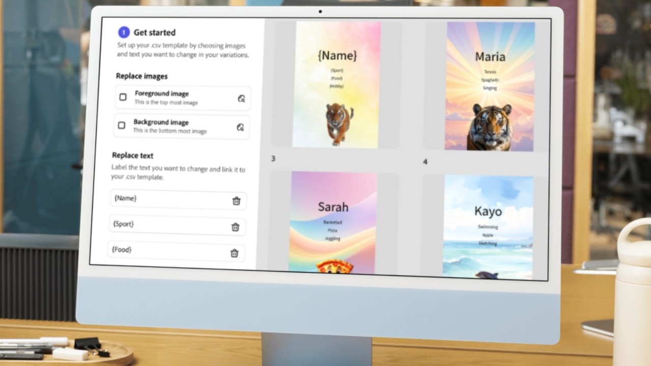 Computer screen with graphic from Adobe Express.