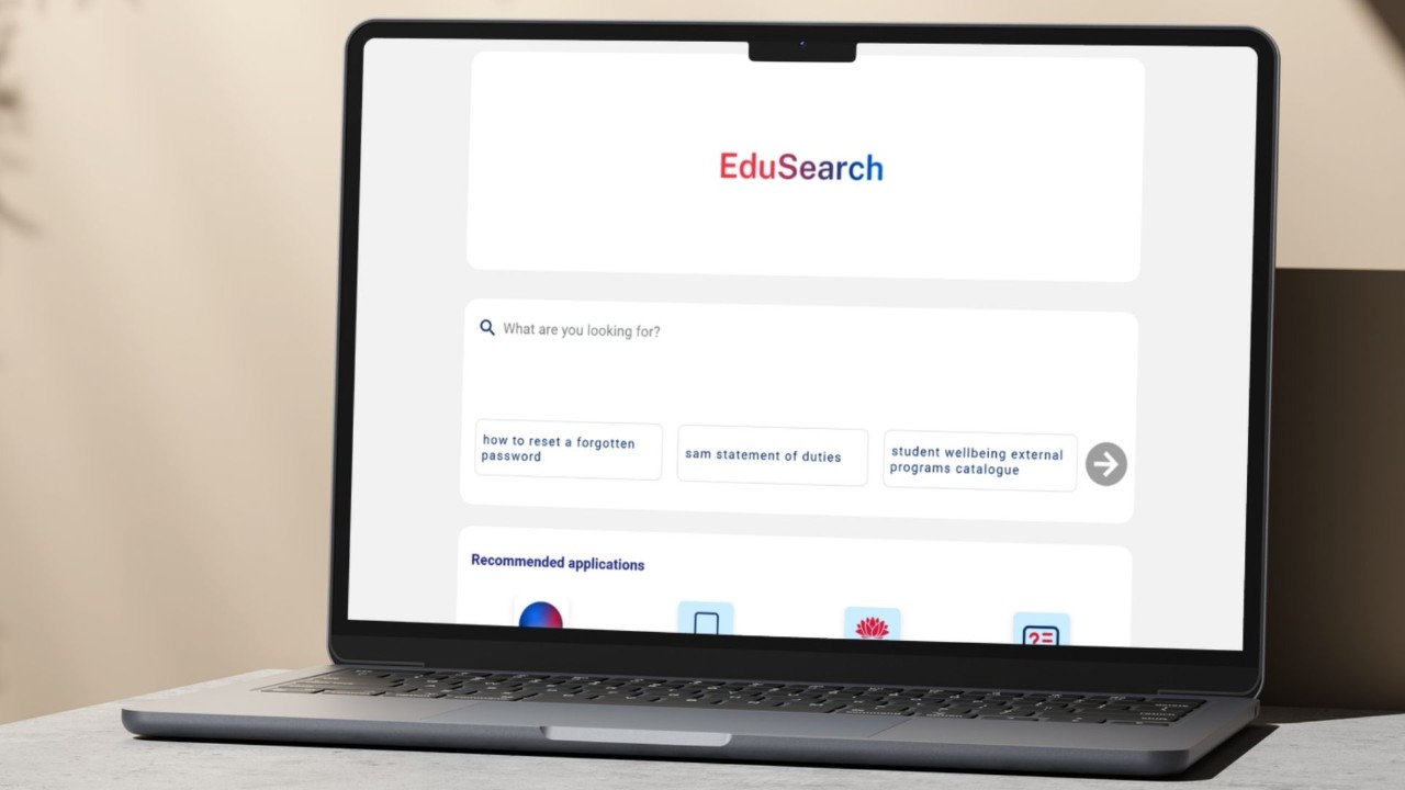 Laptop screen with a screen shot of the website EduSearch.