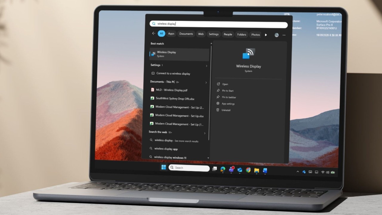 Laptop showing the Windows Start menu.