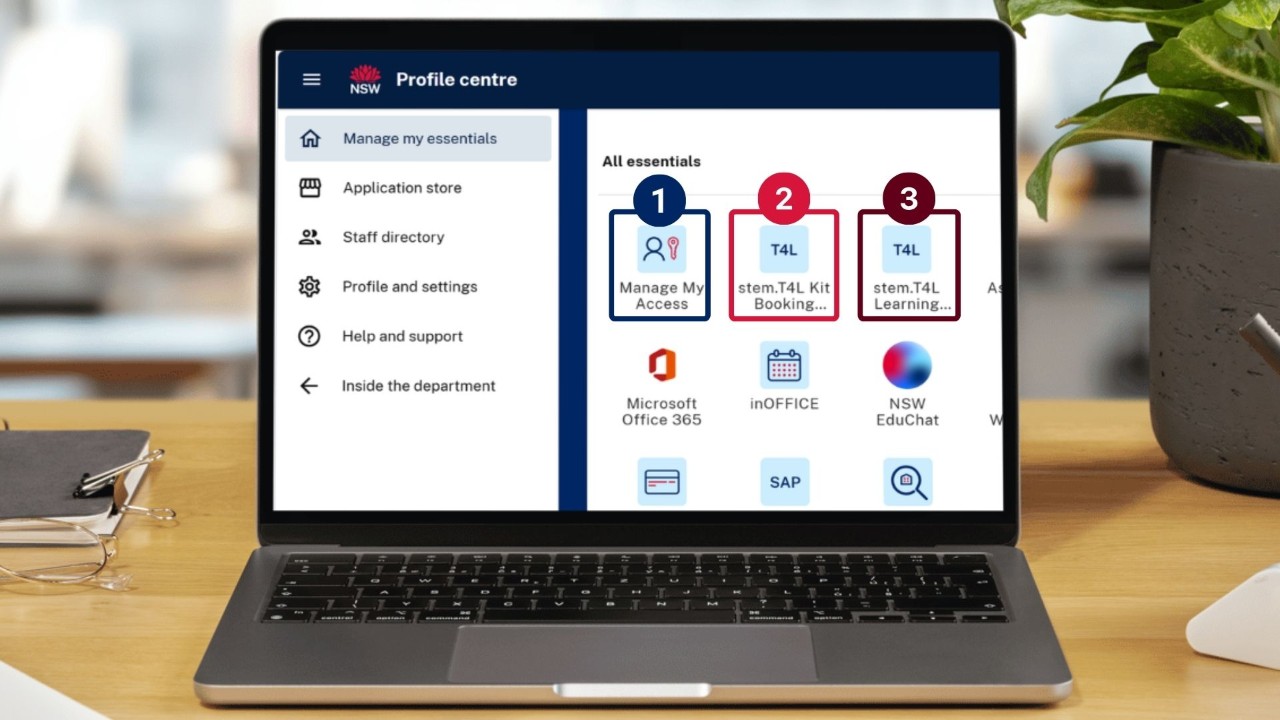 A laptop with the Staff portal on the screen.