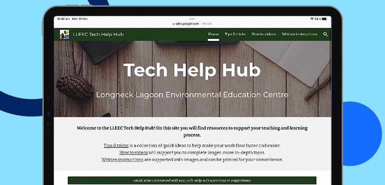 The tech help hub shown on an tablet device.