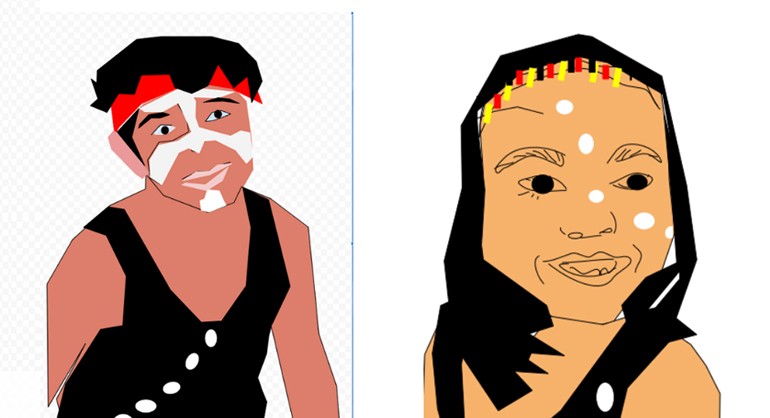 Two student self-portraits unsing Canva and Google Drawings.
