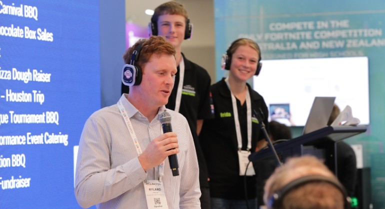 Ryland OConnell and students at EDUtech 2025