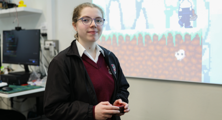 Student conducting a presentation